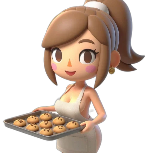 food, 3d render, concept art, cartoon, photorealistic, animated, female, character transparent PNG cut-out