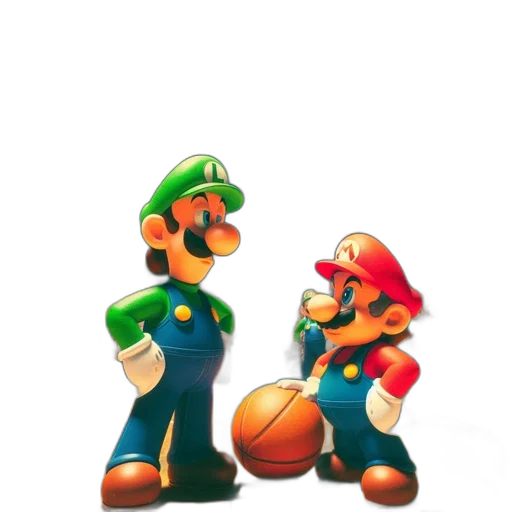mask, 3d render, pixel art, concept art, photorealistic, luigi, mario, stand transparent PNG cut-out