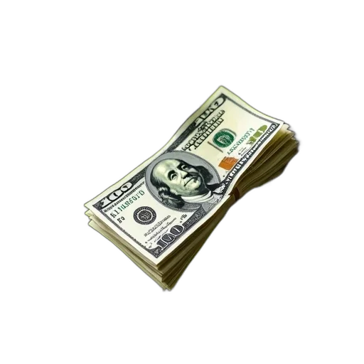 jewelry, weapon, mask, 3d render, stack, dollar, bills, attached transparent PNG cut-out