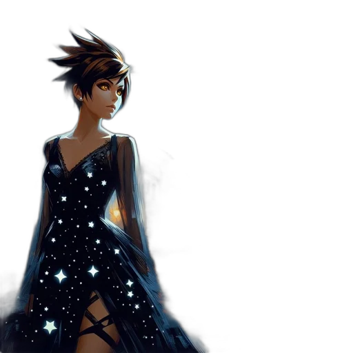 dress, fantasy art, concept art, pixel art, anime, outer space, neon lights, night transparent PNG cut-out