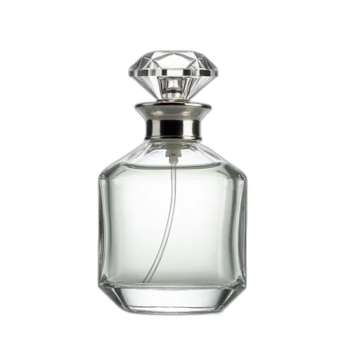 bottle, crown, jewelry, dress, photorealistic, 3d render, transparent, glass transparent PNG cut-out