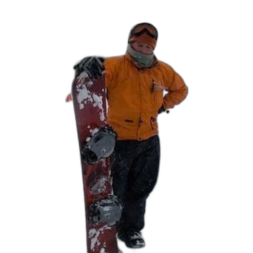 staff, jacket, umbrella, hat, snow, person, orange, stands transparent PNG cut-out