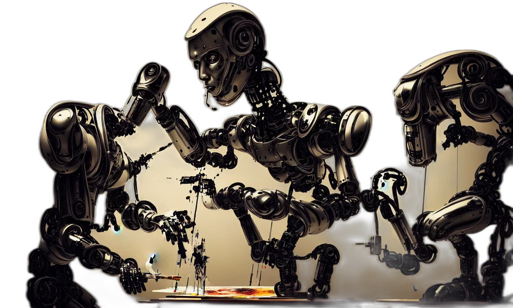 robot, concept art, 3d render, cyberpunk transparent PNG cut-out