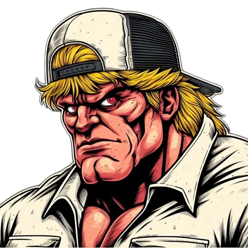 hat, face, comic book art, cartoon, concept art, pixel art, intense, image transparent PNG cut-out