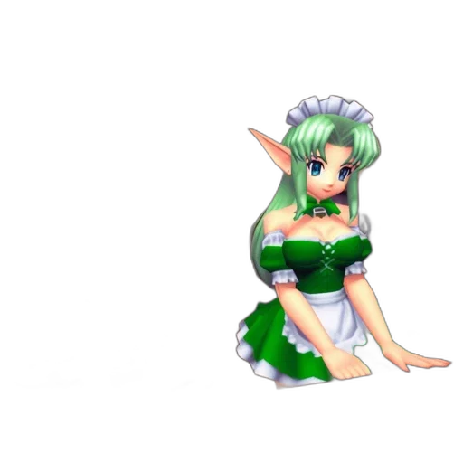 dress, staff, dragon, pixel art, 3d render, fantasy art, concept art, green transparent PNG cut-out