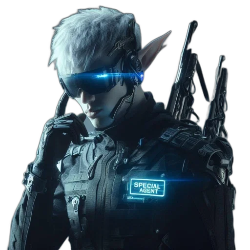staff, weapon, robot, cyberpunk, concept art, 3d render, pixel art, blue transparent PNG cut-out