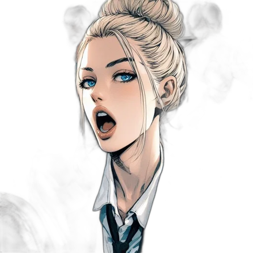 face, staff, comic book art, concept art, cartoon, anime, fire, blue transparent PNG cut-out