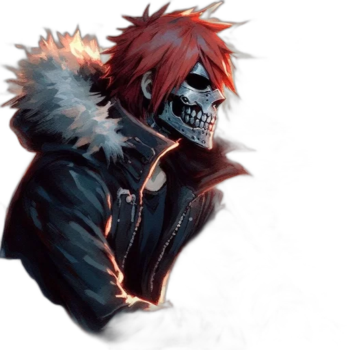 jacket, mask, face, weapon, concept art, comic book art, fantasy art, cyberpunk transparent PNG cut-out