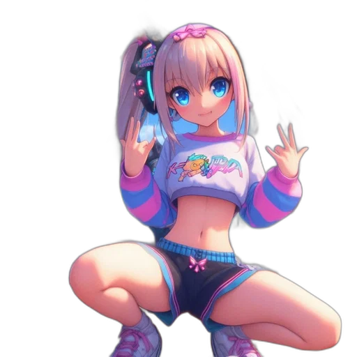 robot, dress, creature, weapon, anime, vaporwave, pixel art, concept art transparent PNG cut-out