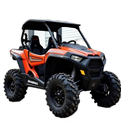 car, red, black, atv, parked, driveway, front, house transparent PNG cut-out