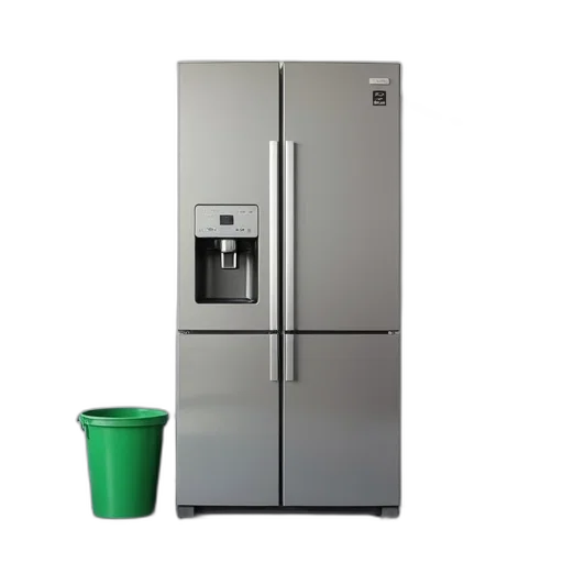 food, robot, furniture, 3d render, green, stainless, steel, refrigerator transparent PNG cut-out