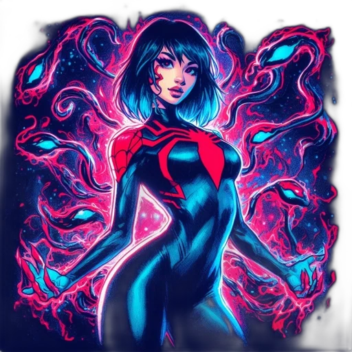 dress, creature, robot, comic book art, fantasy art, concept art, anime, neon lights transparent PNG cut-out