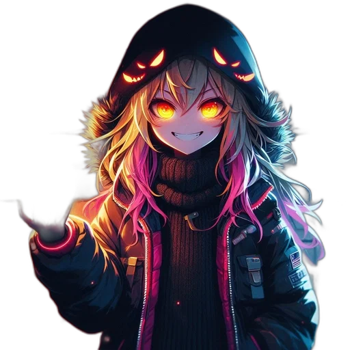 jacket, mask, staff, face, pixel art, concept art, cyberpunk, fantasy art transparent PNG cut-out