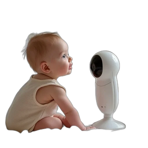 robot, 3d render, baby, video, monitor, two, way, audio transparent PNG cut-out