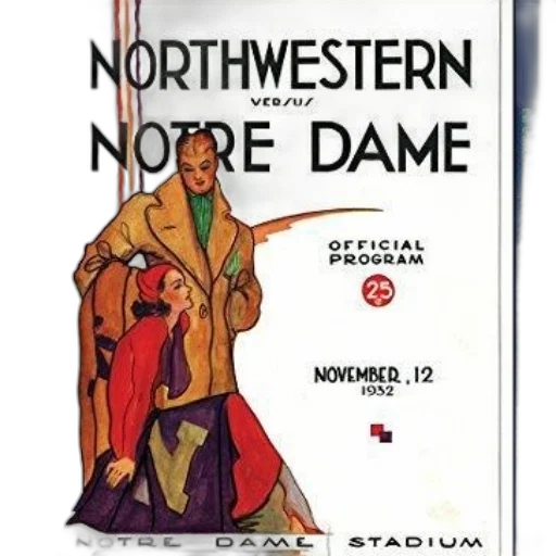 concept art, vintage, program, cover, football, game, between, northwestern transparent PNG cut-out