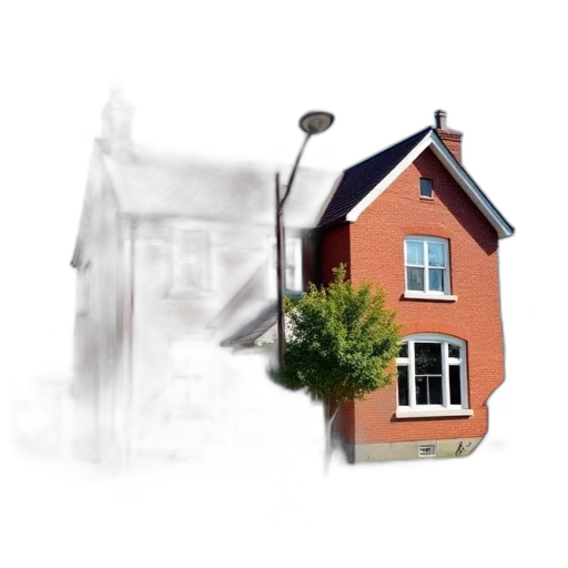 building, 3d render, photorealistic, concept art, red, brick, house, brown transparent PNG cut-out