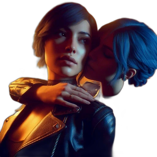jacket, face, concept art, cyberpunk, photorealistic, comic book art, neon lights, outer space transparent PNG cut-out
