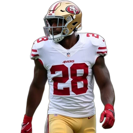 football, player, wearing, white, jersey, number, word, 49ers transparent PNG cut-out