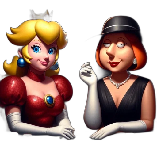 crown, concept art, pixel art, 3d render, comic book art, two, animated, characters transparent PNG cut-out