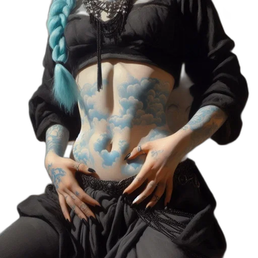 jacket, jewelry, dress, creature, cyberpunk, photorealistic, concept art, 3d render transparent PNG cut-out