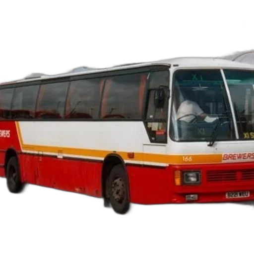staff, 3d render, photorealistic, concept art, red, white, bus, word transparent PNG cut-out