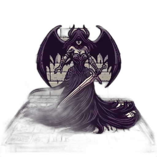 crown, fantasy art, concept art, pixel art, comic book art, dark, monochrome, winged transparent PNG cut-out
