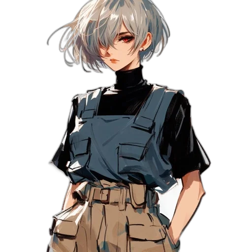 jacket, dress, staff, robot, concept art, pixel art, watercolor, anime transparent PNG cut-out