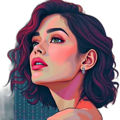 face, jewelry, cartoon, photorealistic, comic book art, fantasy art, neon lights, fire transparent PNG cut-out