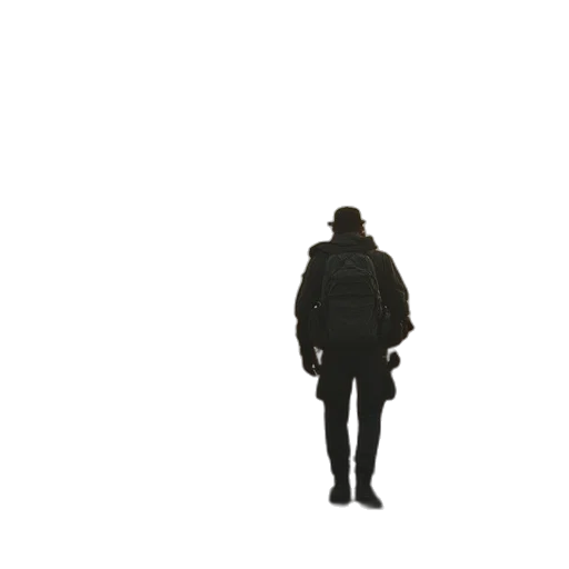 jacket, hat, staff, robot transparent PNG cut-out