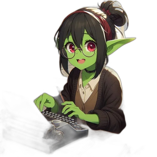 staff, creature, fantasy art, pixel art, concept art, anime, green, animated transparent PNG cut-out