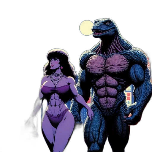 comic book art, concept art, fantasy art, night, scene, japan, featuring, purple-clad transparent PNG cut-out