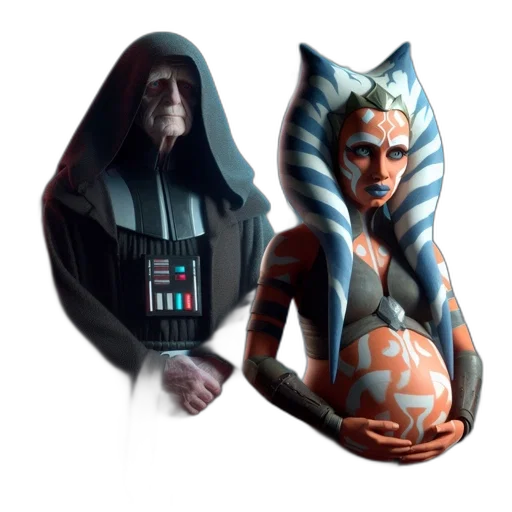 mask, concept art, fantasy art, pixel art, comic book art, emperor, palpatine, pregnant transparent PNG cut-out