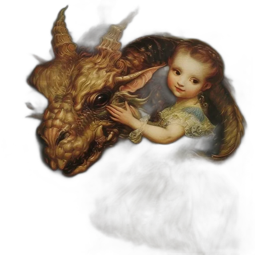 dragon, creature, animal, face, fantasy art, photorealistic, concept art, pixel art transparent PNG cut-out
