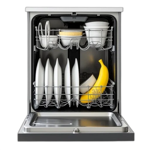 food, modern, dishwasher, variety, dishes, utensils, inside, include transparent PNG cut-out