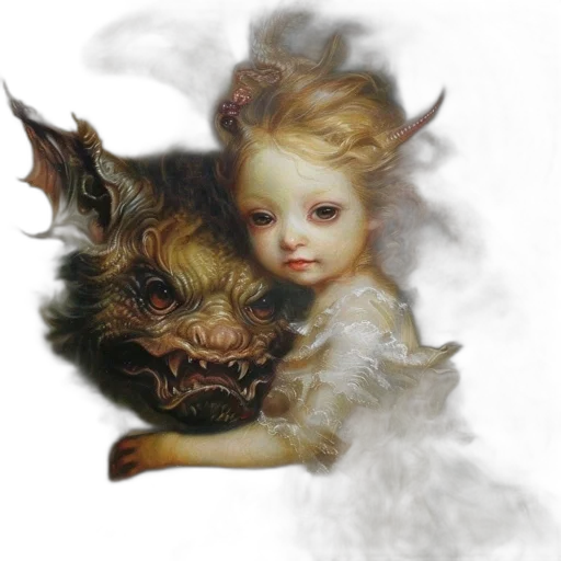 dragon, creature, mask, animal, fantasy art, photorealistic, concept art, oil painting transparent PNG cut-out