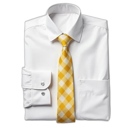 staff, white, dress, shirt, collar, cuffs, paired, yellow transparent PNG cut-out