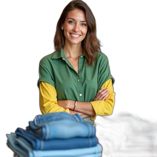jacket, blue, first, image, shows, woman, green, shirt transparent PNG cut-out