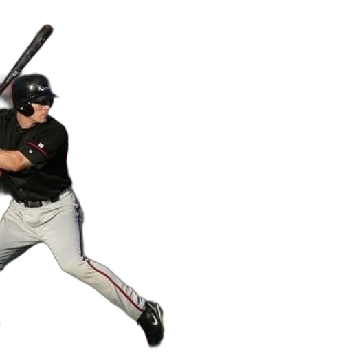 weapon, baseball, player, black, shirt, gray, pants, holding transparent PNG cut-out