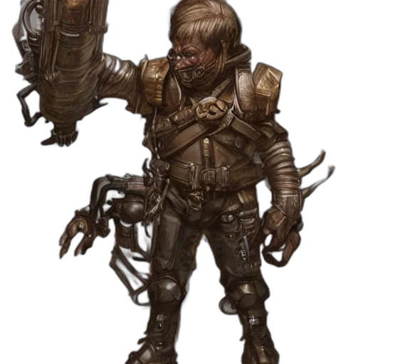 staff, creature, weapon, face, concept art, fantasy art, comic book art, earth tones transparent PNG cut-out