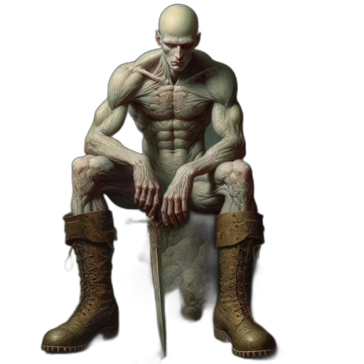 staff, sword, creature, concept art, fantasy art, comic book art, photorealistic, muscular transparent PNG cut-out