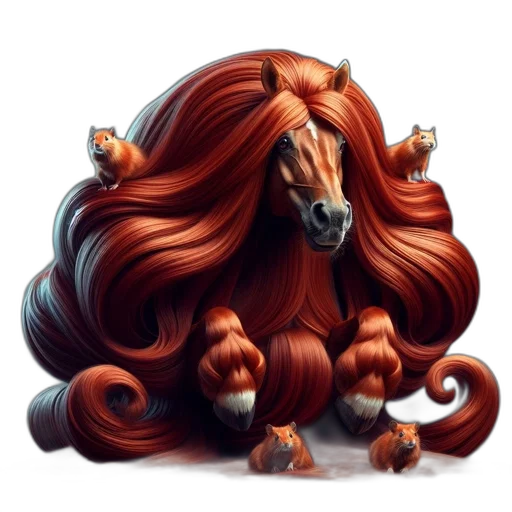 hair, animal, creature, dragon, concept art, fantasy art, photorealistic, watercolor transparent PNG cut-out