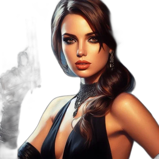 face, dress, photorealistic, comic book art, fantasy art, concept art, fire, dark transparent PNG cut-out