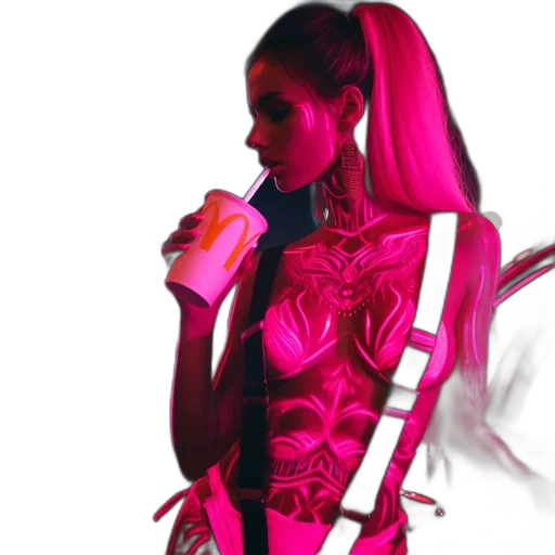dress, concept art, vaporwave, cyberpunk, 3d render, neon lights, neon, night transparent PNG cut-out