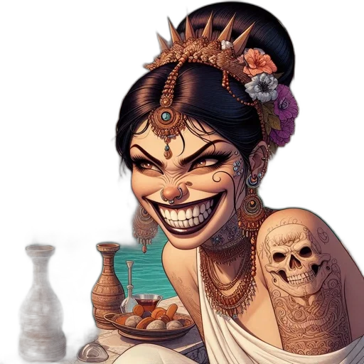 jewelry, face, mask, crown, concept art, fantasy art, photorealistic, comic book art transparent PNG cut-out