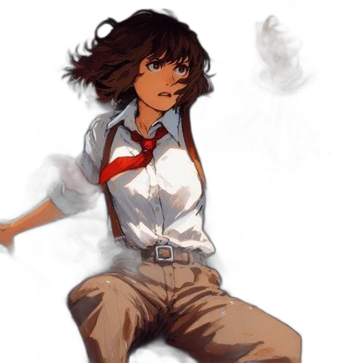 jacket, staff, dress, concept art, comic book art, anime, pixel art, fire transparent PNG cut-out