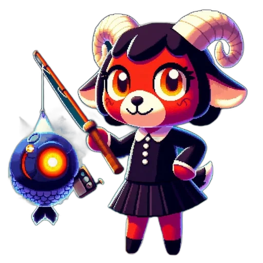 staff, weapon, animal, creature, concept art, pixel art, fantasy art, 3d render transparent PNG cut-out