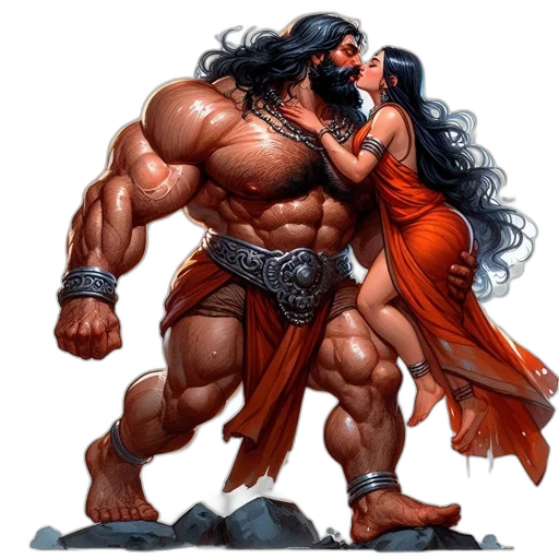 comic book art, concept art, fantasy art, muscular, ancient, warrior, god, lifts transparent PNG cut-out