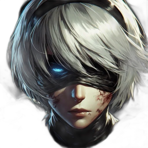 face, mask, robot, weapon, concept art, cyberpunk, fantasy art, anime transparent PNG cut-out