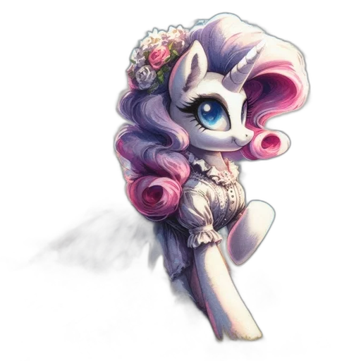 dress, flower, robot, staff, concept art, watercolor, fantasy art, pixel art transparent PNG cut-out