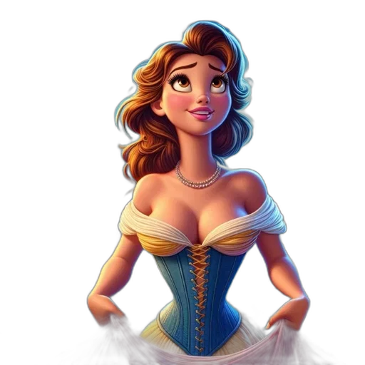 dress, crown, fantasy art, concept art, 3d render, cartoon, animated, female transparent PNG cut-out